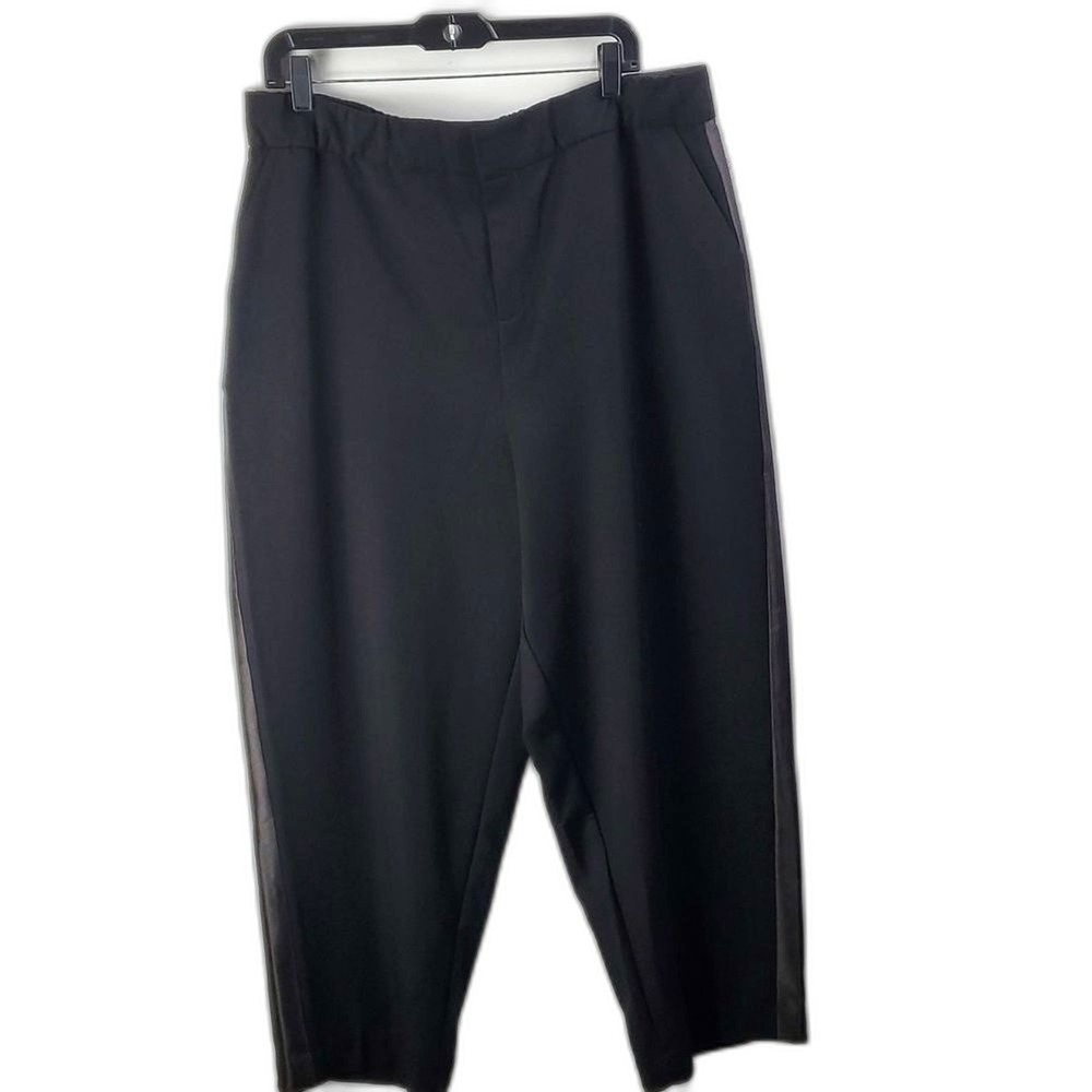 11 Honore Tuxedo Stripe Dress Pants Womens 18 Black‎ Satin Trim Holiday Party